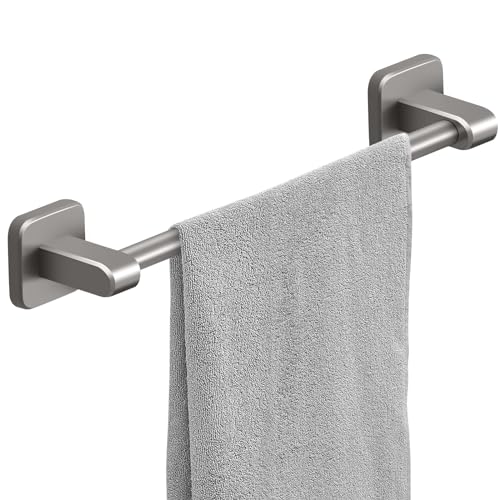 Tower Rail, 40cm Hand Tower Rack Self Adhesive Tower Holders for Bathrooms Kitchen, No Drill Single Towel Bar Dish Cloths Hanger, Silver Grey