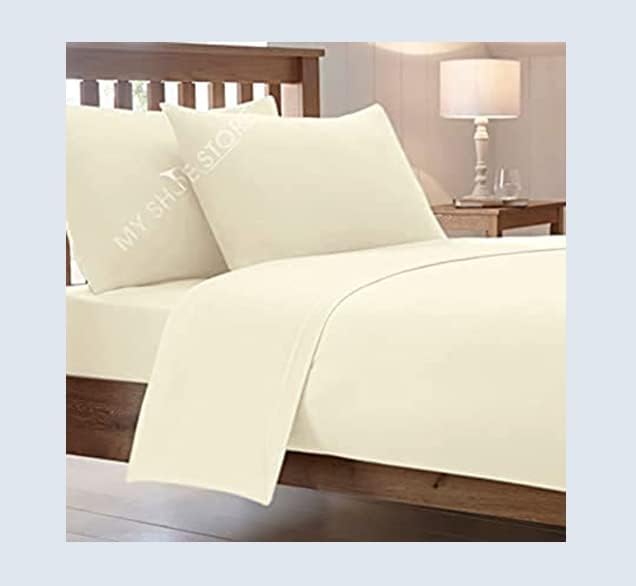 H&F® Extra DEEP 16" INCH 40 cm Luxury Combed Poly Cotton Bed Fitted Sheets Non Iron Percale Plain Sheet Bedding Size Single, Double, King OR Pillowcases (Double)