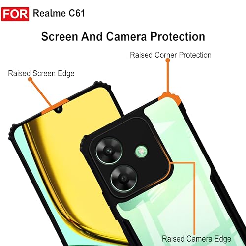 Image of Zapcase Back Case Cover for Realme C61 | Compatible for Realme C61 Back Case Cover | Clear Case with Camera Protection | (TPU + PC | Matte Black)