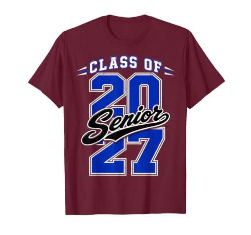 Class of 2027 Senior 2027 Graduation Graduate T-Shirt, Men, Burgundy, Small
