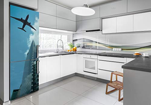 Pegatina para tapar imperfecciones de nevera 70x190 cm diseño avión autoadhesivo 3