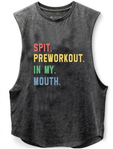 Spit Preworkout in My Mouth Scoop Bottom Cotton Tank,Novelty Sleeveless T-Shirt,Fitness Heavy Duty Training Tank Top Black