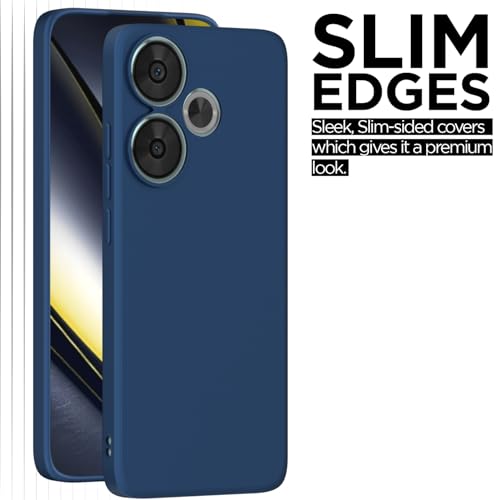 Image of Outlouders Back Cover for Poco F6 5G | Camera Protection | Durable Soft Matte Silicone Bumper Case (Blue)