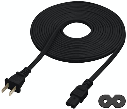 Vebner Extra Long 17-Foot TV Power Cord Compatible with Select Samsung, LG, Sony, Hisense, Xbox, PS5 Electronics and More - 2-Prong AC Wall Plug - 2-Slot Straight Plug (Black, 17-Foot)