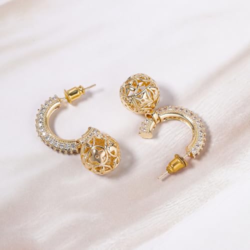 Image of Rubans Hoop Drop Earrings Gold Plated Stylish Trendy Jewellery Gift for Women & Girls