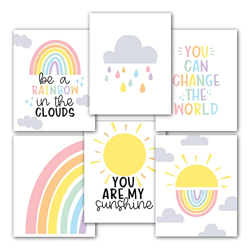 Image of Hadley Designs Boho Rainbow Schedule Board for Home, 6 Reversible Wall Art Prints, Birthday Decorations, Reward Chart Bedtime Routine Chart for Toddlers, Posters for Kids Room