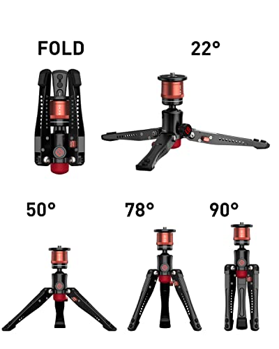 Ifootage Cobra 3 Base,Low Profile Minipod,Desktop Tripod,Vertical Payload 6Kg,Height 5.7”~10.24”(14.5~26Cm),Top Plate For Monitor,Phone Holder Clip,Mini Ball Head,K5 Fuid Headled Flash #TOP4