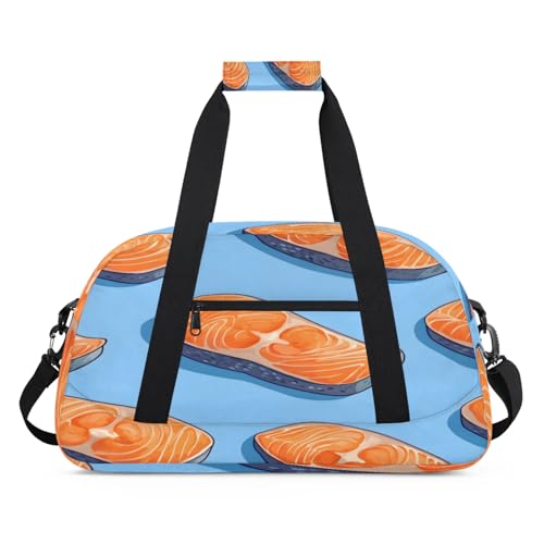 Fish Small Gym Bag for Women Men, Fishes Salmons Travel Duffle Bag Workout Dance Tote Bag Carry On Overnight Weekender Bag2