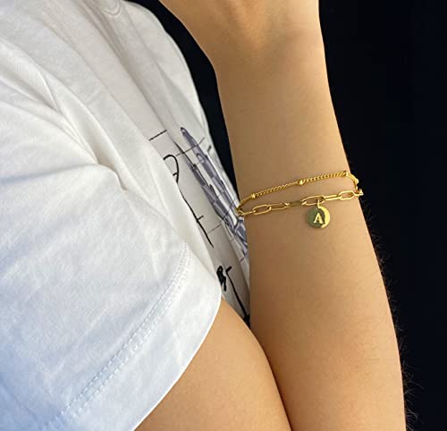 JoycuFF Gold Initial Bracelets for Women Cute Jewelry Gifts for Women Friends Mom Auntie Her Bithday Chistmas Gifts3