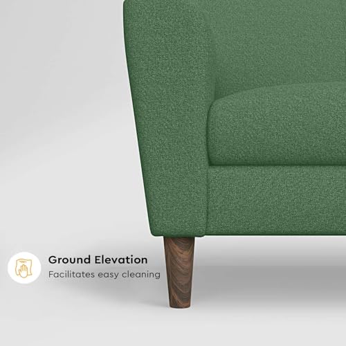 Image of Interio by Godrej Sofa Bevelark 3 Seater Fabric Sofa for Living Room, 3 Year Warranty, Pinewood, Green