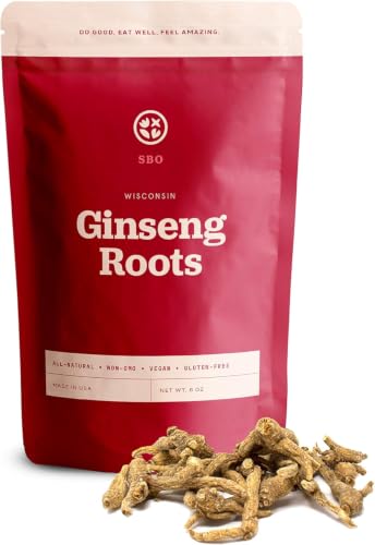 SB Organics Sun Bay Foods Ginseng - Wisconsin Farmed Ginseng Root for Tea use - Vegan, Non-GMO, Gluten Free Herb - 4 oz.