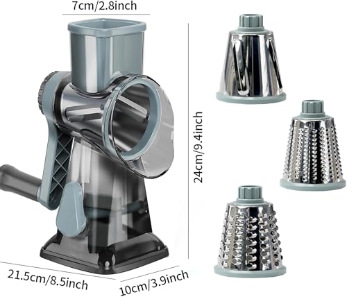 YOUCZON Rotary Cheese Grater Multi-Purpose Stainless Steel Cheese Shredder - Cheese Grater With Handle Effortless Grating of Carrots, Potatoes, Vegetables, and Fruits (blue)