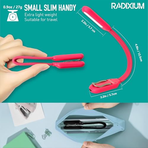 Image of Slim Rechargeable Book Reading Light, Eye Caring LED with 4 Color Temperatures, Portable Clip on Book Light for Reading in Bed & Travelling. Prefect Elegant White Gift for Book Lover.(Pink)