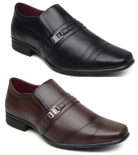 Kit 2 Pares Sapatos Sociais Masculinos Oxford Preto e Marrom (Única, BR, Adulto, Numérico, 43)