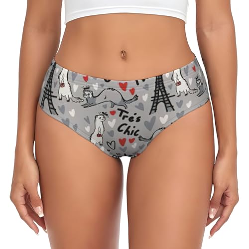 hgnblsip French Fashion Model Ferrets Print Women'S Brief Hipster Briefs Waist Full Coverage Soft Breathable Panties Black