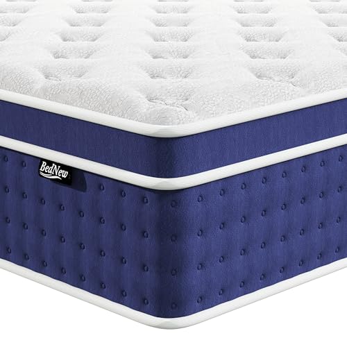 Bednew Colchón de 160 x 200 cm, colchón de muelles H4, altura de 30 cm, colchón ortopédico de muelles ensacados de 7 zonas con capa de espuma viscoelástica confort, 101 noches de sueño (160 x 200 x 30
