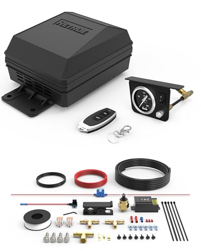RETRUE Onboard Air Compressor System for Truck Airbag Suspension with Wireless Remote - Universal Air Bag Compressor kit for F150, F250, F350, Chevrolet Silverado, GMC Sierra and More Air bags Kit