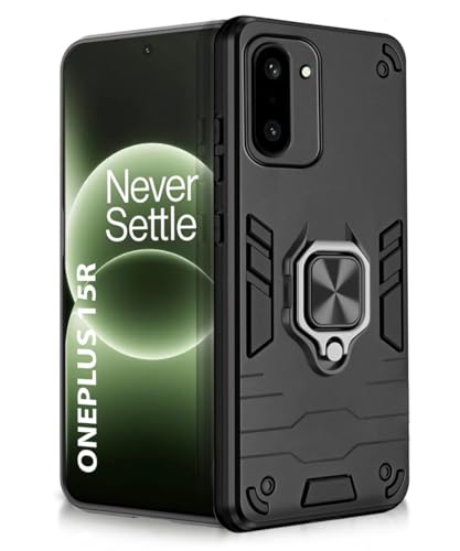 Image of WOW IMAGINE Shock Proof Back Case Mobile Cover for 1+ OnePlus 15R 5G 2025 | Back Cover Case (Tough Armor | Hybrid PC + TPU | Ring Holder & in-Built Kickstand | Black)