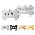 Dog Tag Personalised ID Tags for Dogs Cats Pets Tag Custom Collar Engraved Stainless Steel Funny Name Tag for Dog Cat Puppy Pet Kitty 2 Sizes S/L (Silver Bone)