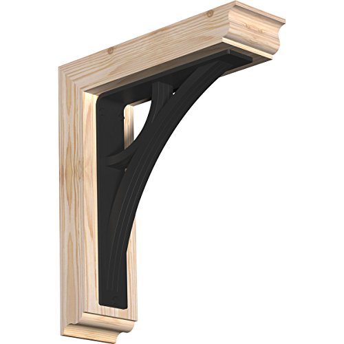 3 1/2"W x 14"D x 16"H Galveston Traditional Ironcrest Smooth Bracket, Douglas Fir (2"W x 10"D x 12"H Iron Bracket)