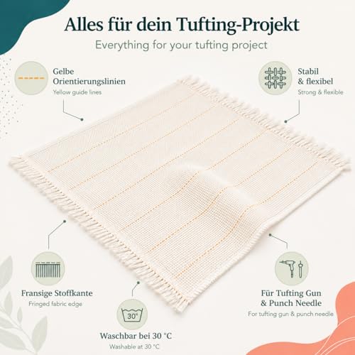 MatoSan Tufting Tuch 2er-Set 100x100cm mit Markierungslinien – Mönchsstoff für Tufting Gun & Punch Needle – Bild 7