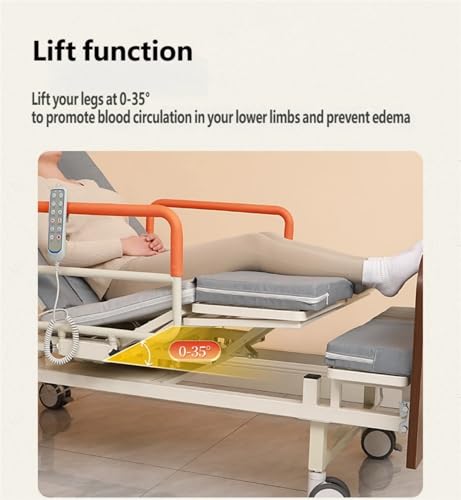 UdaCa Homecare Rotating Nursing Bed, Wooden Rotates Hospital Medical Bed, Fully Electric 90° Turning Chair Beds with Mattress, Adjustable Backrest Leg Height for Seniors & Disabled,Rotated Left - Image 7
