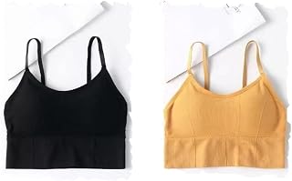 Acnos Cotton Pack of 2 Women Sports Lightly Padded Bra Combo (Free Size Fit Up To 28-30-32-34)