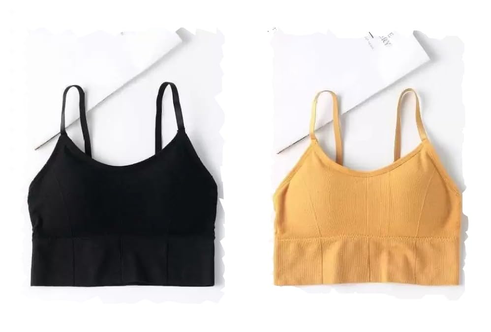Image of Acnos Cotton Pack of 2 Women Sports Lightly Padded Bra Combo (Free Size Fit Up To 28-30-32-34)