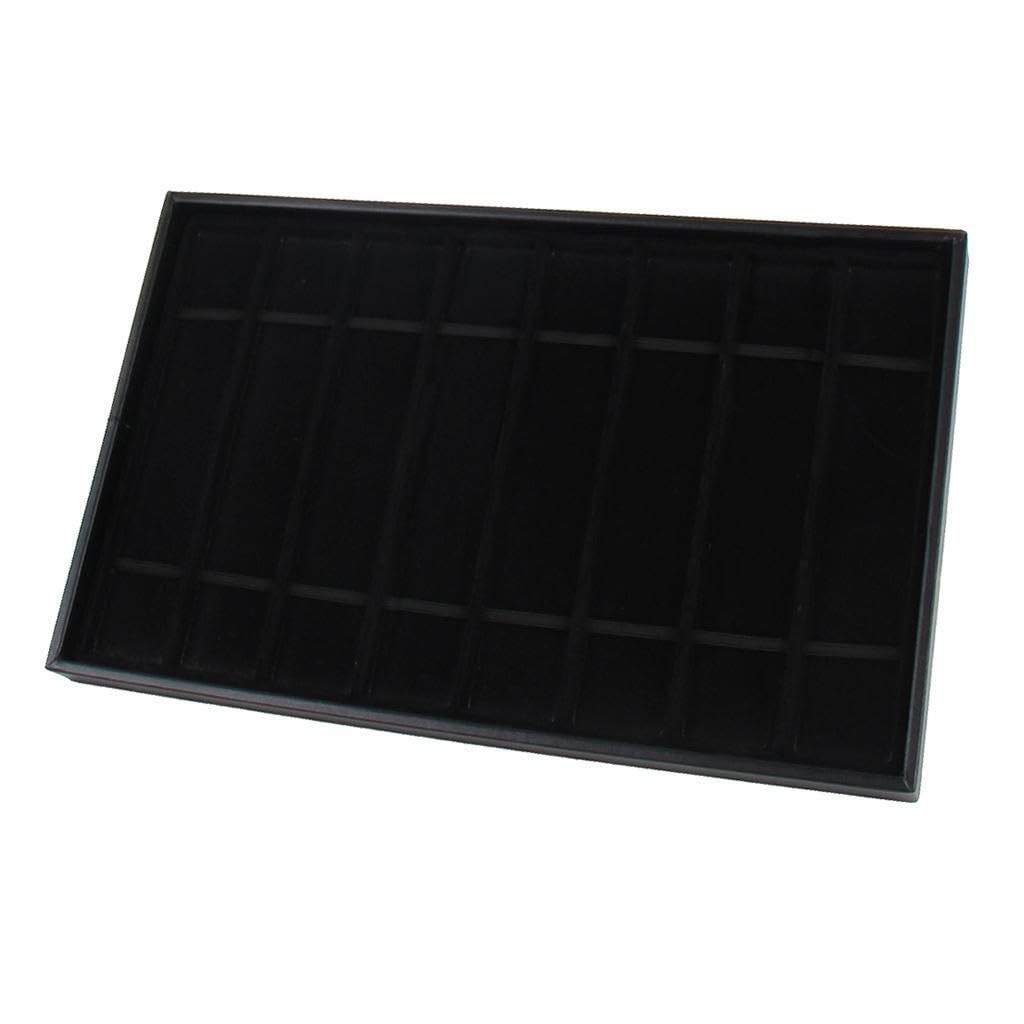 TWISAXC Ring Organizer Leather Jewelry Display Tray Velvet Jewelry Tray Way To Show Off Necklaces And Choker Choker Storage Box Organizer Case, Black