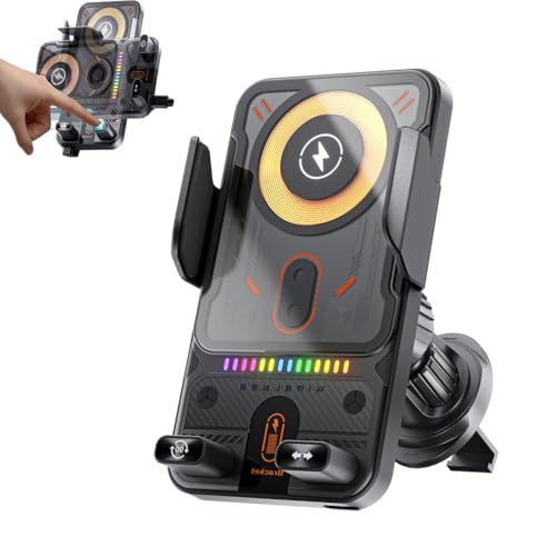 Cool Car Wireless Fast Charging Holder,15W Auto-Clamping Wireless Car Charger Mount,Wireless Charger Automatic Sensor Phone Holder Vent Mount,Car Phone Holder Wireless Charger For All Phone (Black)