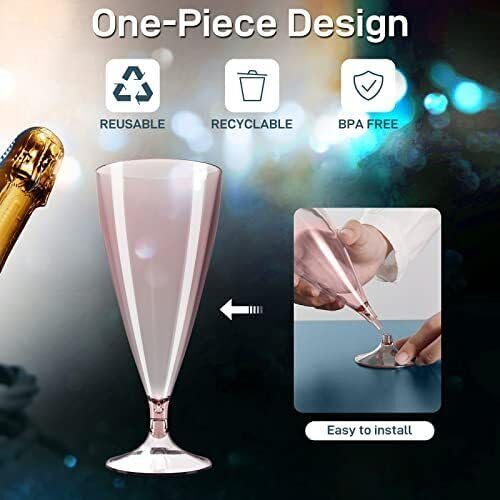 PERPART Foldable Plastic Champagne Wine Glasses Set of 5 | Reusable, Foldable Wine Glasses with Storage Bottles | Suitable for Outdoor, Camping, and Travel 4