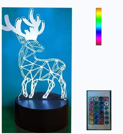 3D Night Light Deer Night Lights for Kids 16 Colors Changing LED lamp with Remote Controller and Touch Button Deer Gifts for Women Girls Kids