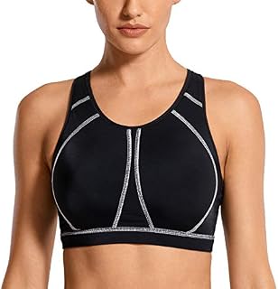 SYROKAN Women's High Impact Padded Supportive Wirefree Full Coverage Sports Bra Black 40DD