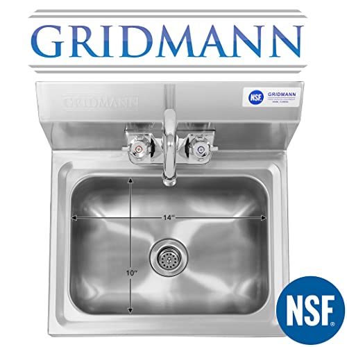 Gridmann Commercial Nsf Stainless Steel Sink Wall Mount Hand Washing Basin With Faucet #TOP2