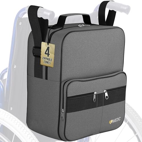 iMedic Deluxe Rollstuhltasche - Rollstuhl Zubehör - lässt Sich an den Griffen befestigen, um eine nützliche und praktische Aufbewahrung zu bieten - Grau