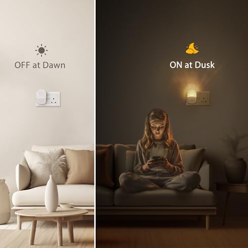 Image of DORESshop 8-Color RGB LED Night Light Plug into Wall, 4Pack Color Changing Dusk to Dawn Night Light for Bedroom, Kids Room, Gift