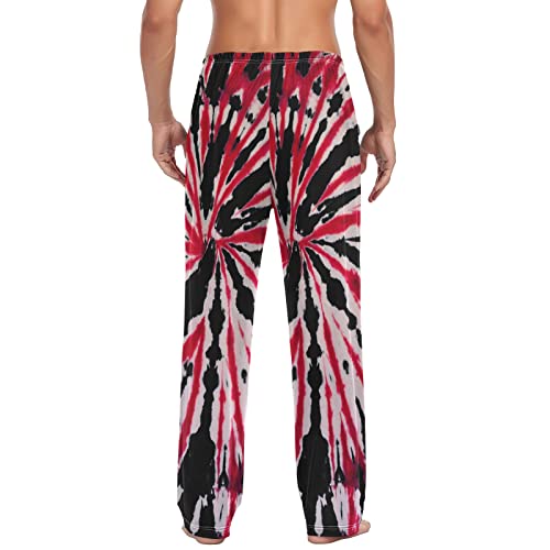 Pajama Pants Mens Lounge Pants Super Soft Pajama Bottoms with Pockets,Tie Dye Red and Black2