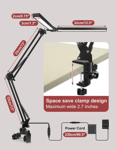Brison Double Head Led Desk Lamp, 24W Desk Lamps For Home Office With 160 Led Beads, Swivel Arm Architect Desk Light With Clamp, 3 Lighting 10 Brightness, Adjustable Table Light For Read/Monitor/Work #TOP5