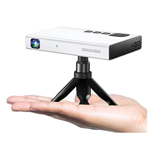Mini Projector with WiFi and Bluetooth, GooDee Portable Video DLP Projector with Tripod&Bag, Pico 1080P Outdoor Movie Projector, Pocket Rechargeable Battery Short Throw for iPhone/Android/Cookie/Paint
