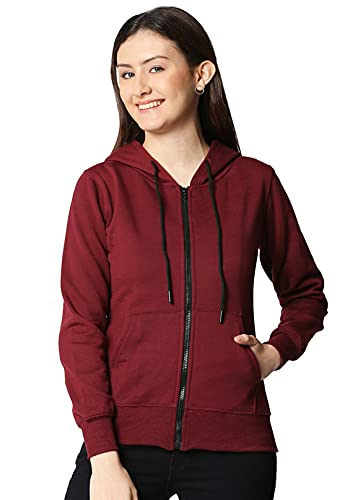 Wear Your Opinion Women’s Fleece Hooded Neck Regular Fit Hoodie (Wyo004773Zip-F-L-Maroon_Red, Burgundy_L)
