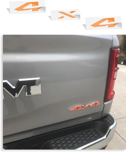 Image of Reflective Concepts 4x4 Emblem Overlay Decal Sticker -Fits: 2019-2026 Ram, NOT for Classic - (Color: Orange)