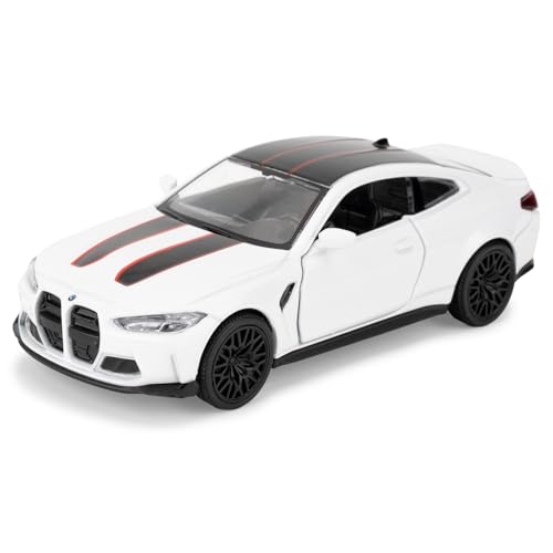 imtfzct 1/36 BMW M4 CSL - Coche de juguete con función Pull Back Función, Puertas para abrir, juguete de ocio, regalo para niños y niñas, color blanco