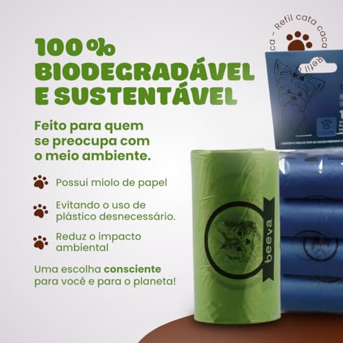 Refil de Cata Caca Biodegradável Beeva (Azul, 16 rolos)