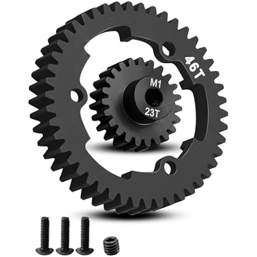 M1.0 46T 23T Main Spur Gear ＆ Pinion Gear Fit for Traxxas Maxx X-Maxx XRT