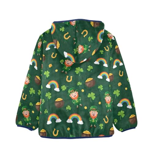 CHIFIGNO Cartoon Leprechauns Boys Zip up Jacket, Soft Light Fleece Jacket 3T2
