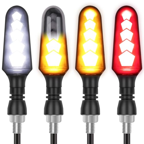 Kinstecks Lot de 4 clignotants fluides pour moto, feux de circulation diurne, feux arrière et stop 12 V