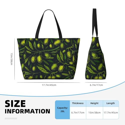 Green Branch Olive Print Beach Pool Bags Tote For Women Ladies Large Gym Tote Carry On Bag For Weekender Travel Waterproof4