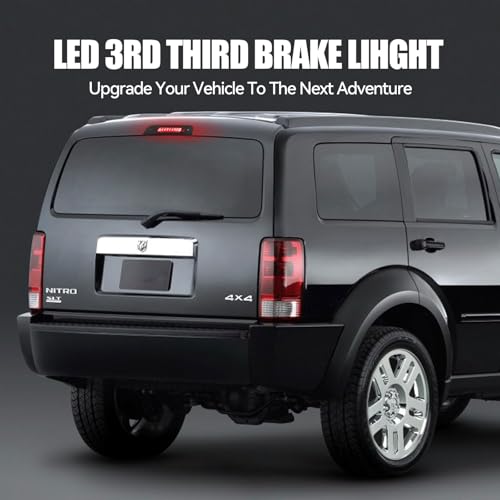 Image of Third 3rd Brake Light LED for 2007-2012 Dodge Nitro, High Mount Rear Brake Lights Assembly for 07-12 Dodge Nitro, Waterproof Center Cab Lamp Stop Light (Black)