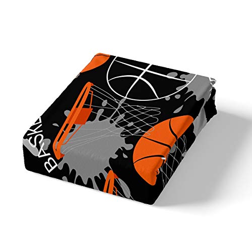 Basketball Fitted Sheet For Kids Boys Girls Teens Sport Theme 3D Basketball Star Bed Sheet Set Skin-Friendly Microfiber Bed Cover Decor 3Pcs Bedding Set With 2 Pillowcases Full #TOP1