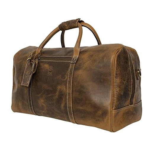 Leather Travel Duffel Bag - Airplane Underseat Carry On Bags By Rustic Town (Medium, Brown)